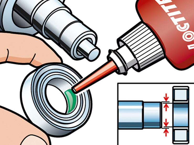 Loctite® Fügeklebstoff wird auf beide Fügeflächen aufgetragen.