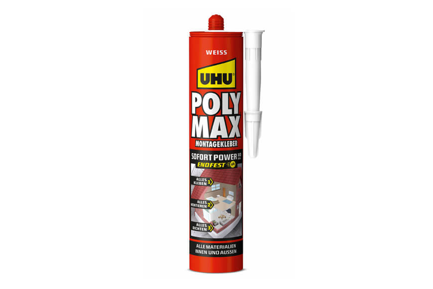 Uhu Poly Max Sofort Power Montagekleb- und Dichtstoff 425 g Kartusche weiß