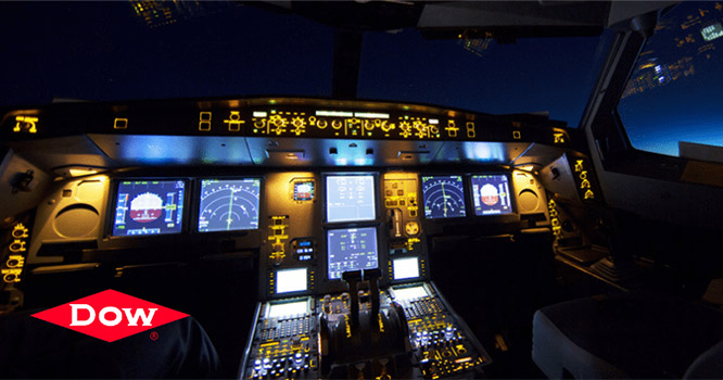Dow Silikone für die Luft- und Raumfahrt – Avionik und Cockpit Flugzeugcockpit mit Avionik-Systemen – Dow Silikone für die Luft- und Raumfahrt