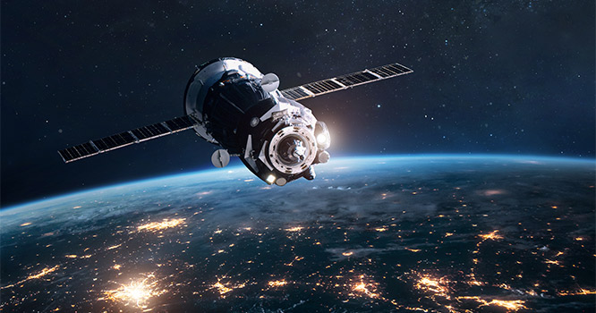 DOWSIL™ Lösungen für den Weltraumeinsatz Satellit im Weltraum über der Erde